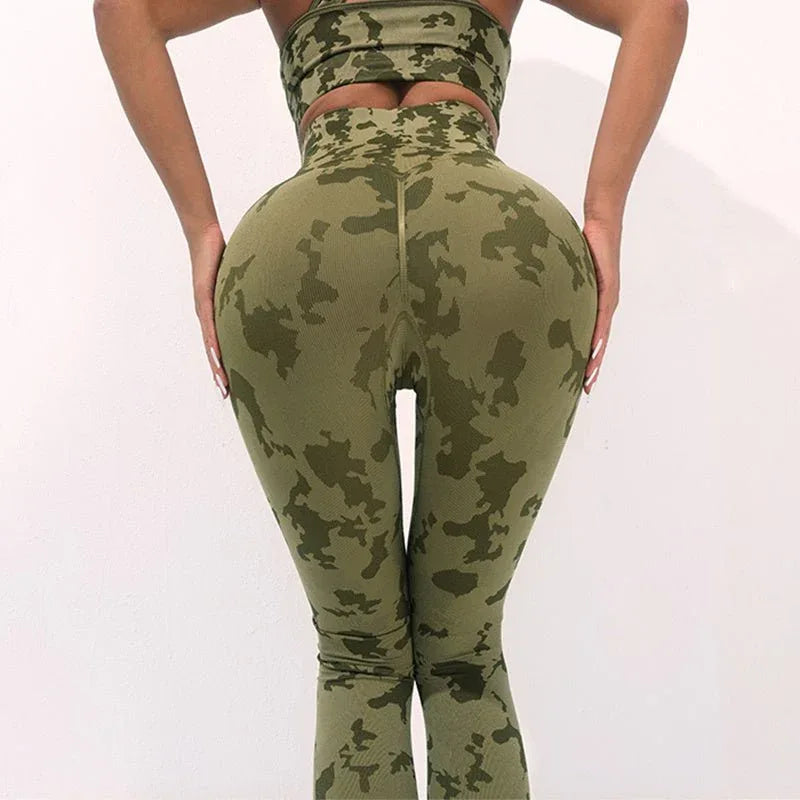 Women's Fitness Camouflage Yoga Pants High Waist Seamless Leggings Butt Lift Tights Gym Exercise Clothing - Weriion