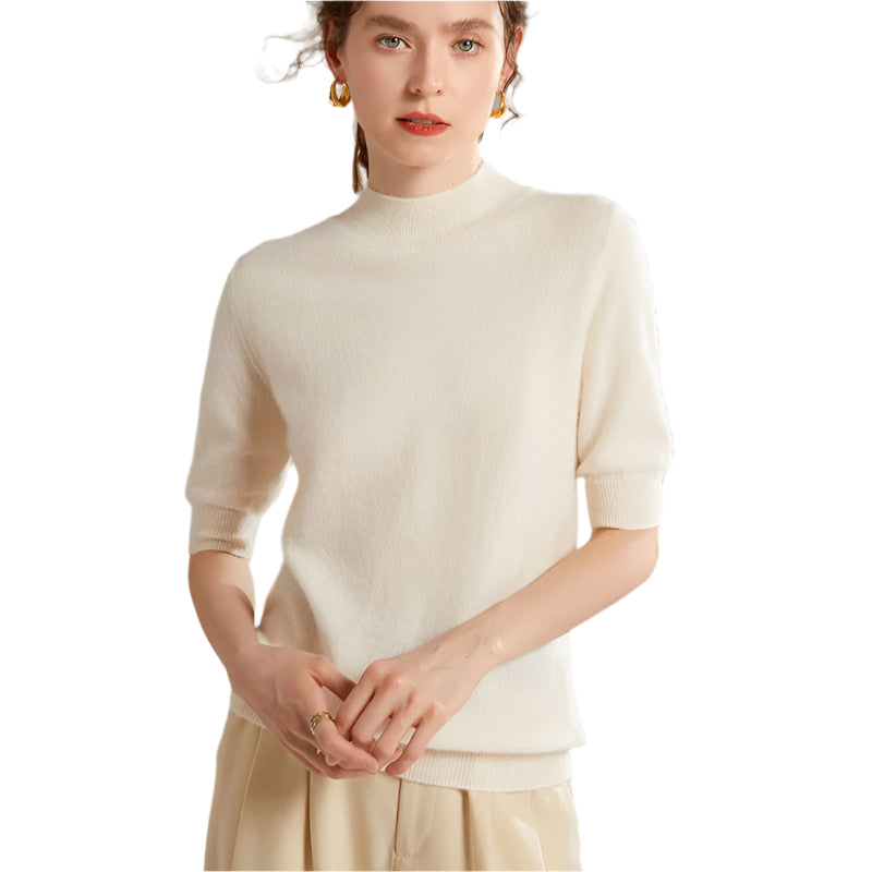 Women's Half Sleeve Cashmere Wool Sweater - Weriion