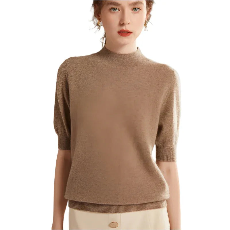 Women's Half Sleeve Cashmere Wool Sweater - Weriion