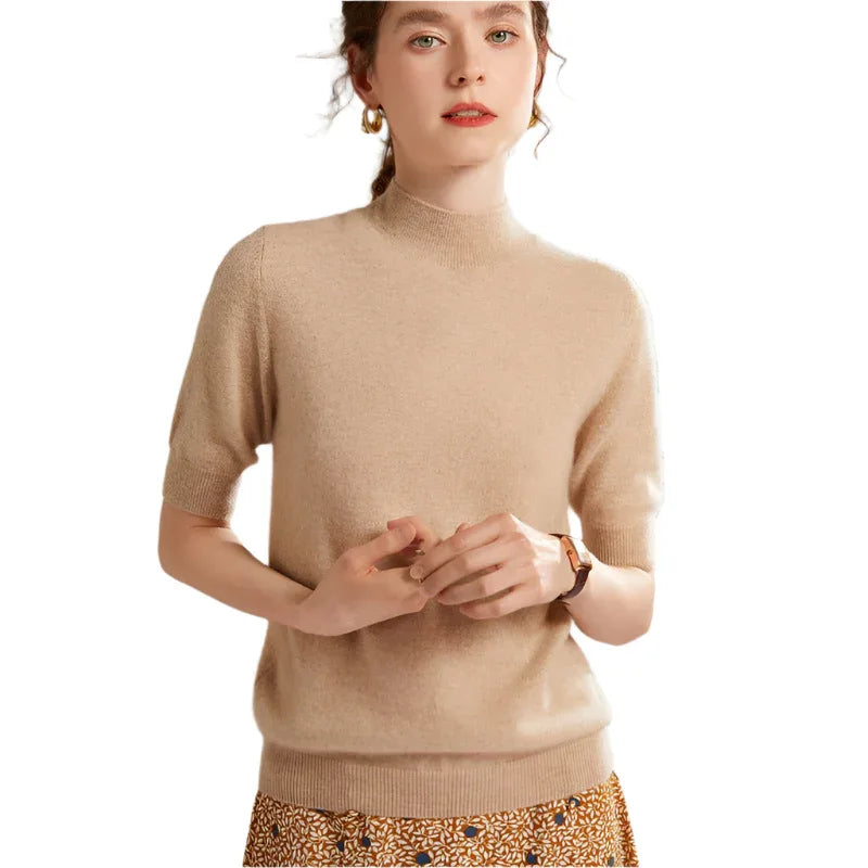 Women's Half Sleeve Cashmere Wool Sweater - Weriion