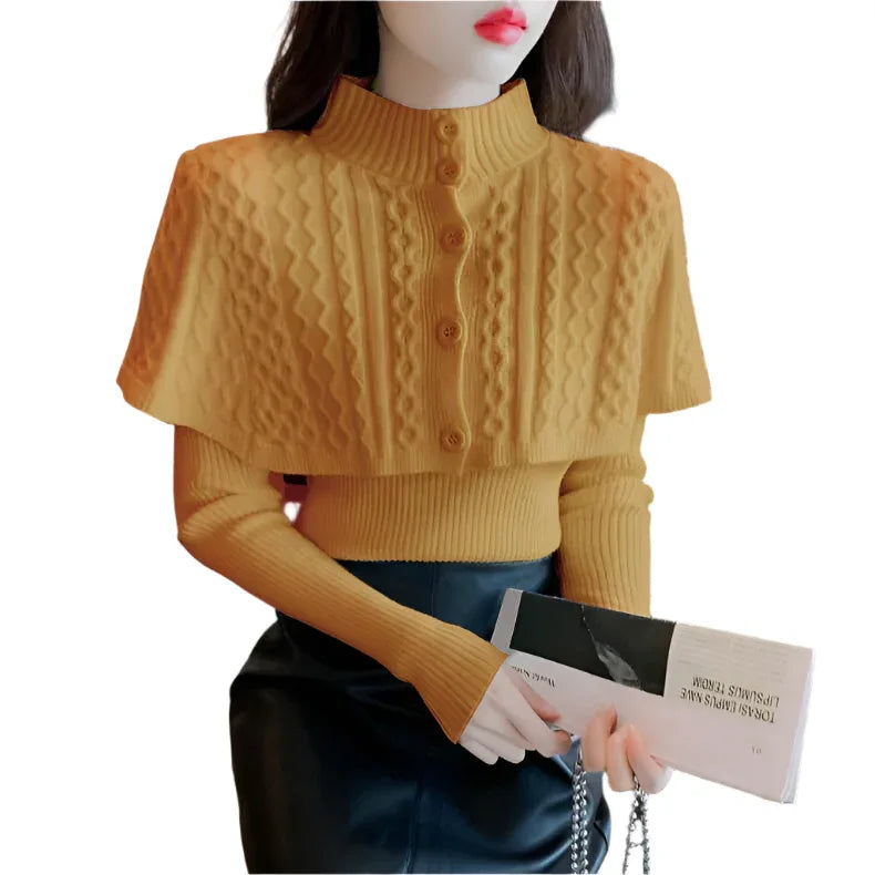 Women's Half Turtleneck Western Style Knitted Sweater Top - Weriion