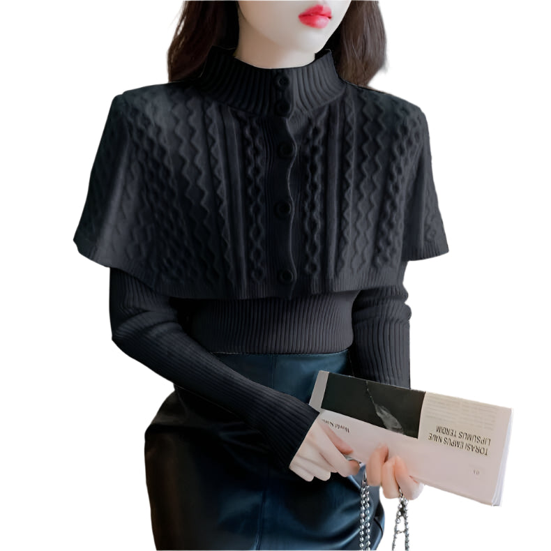 Women's Half Turtleneck Western Style Knitted Sweater Top - Weriion