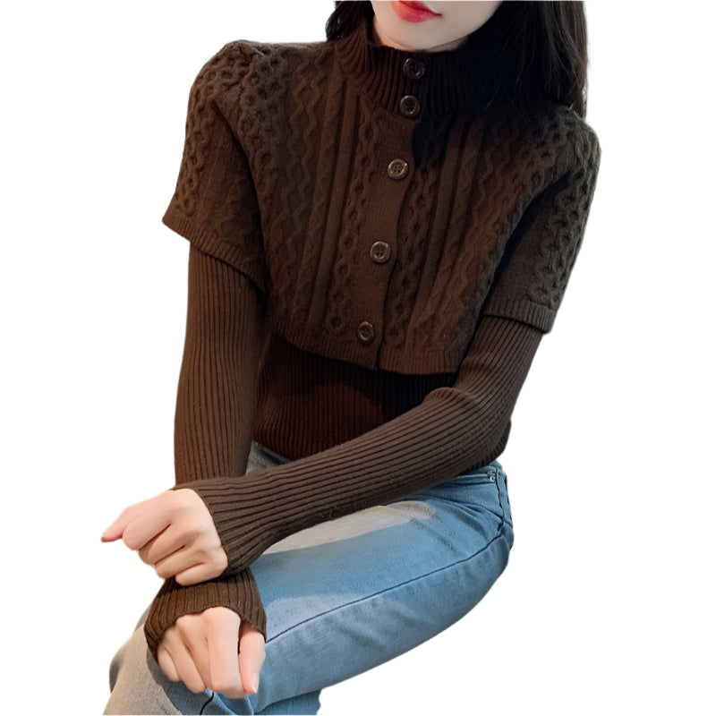 Women's Half Turtleneck Western Style Knitted Sweater Top - Weriion