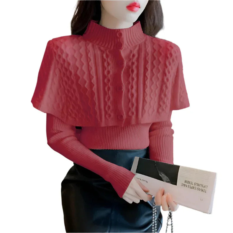 Women's Half Turtleneck Western Style Knitted Sweater Top - Weriion