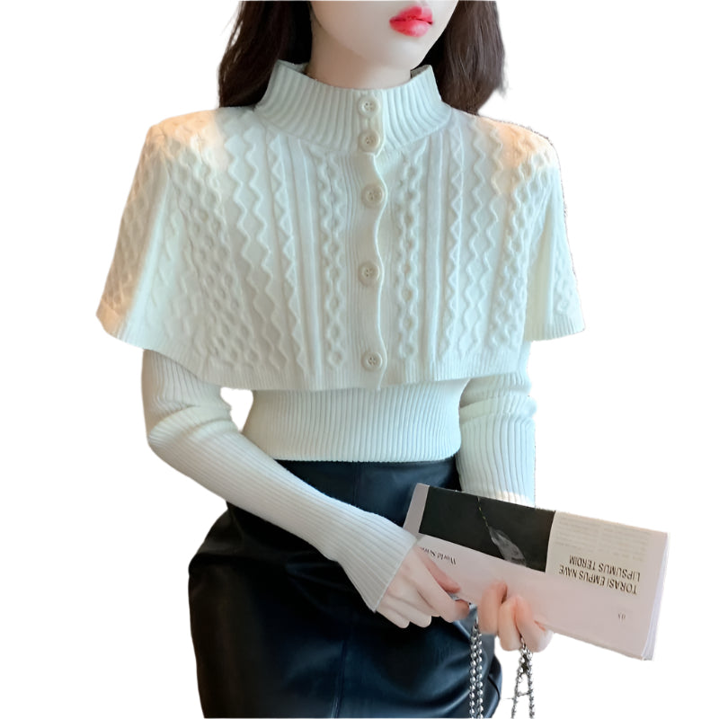 Women's Half Turtleneck Western Style Knitted Sweater Top - Weriion