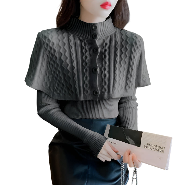Women's Half Turtleneck Western Style Knitted Sweater Top - Weriion