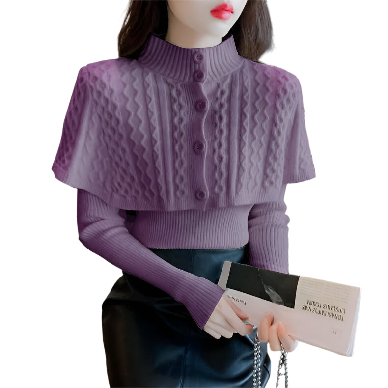 Women's Half Turtleneck Western Style Knitted Sweater Top - Weriion