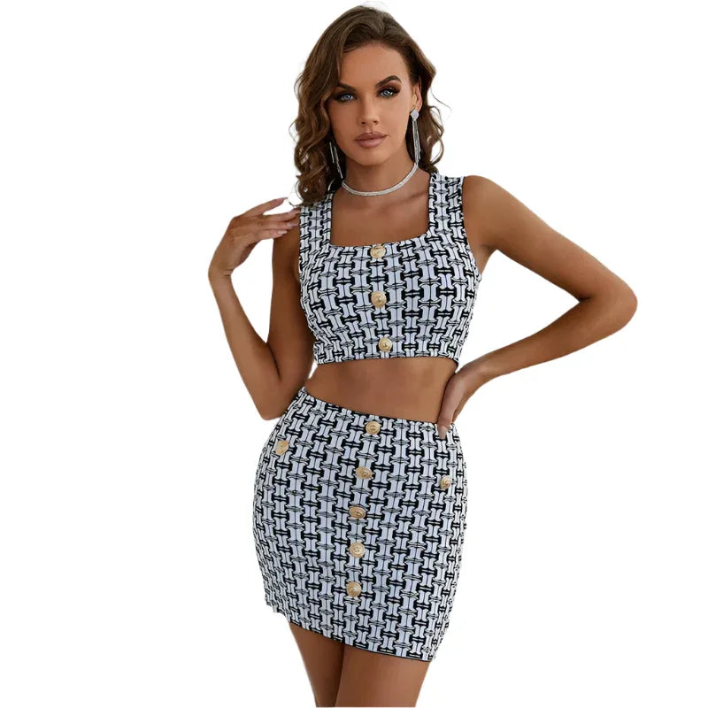 Women's High - End Fashion Skirt And Top Two - Piece Clothing Set - Weriion