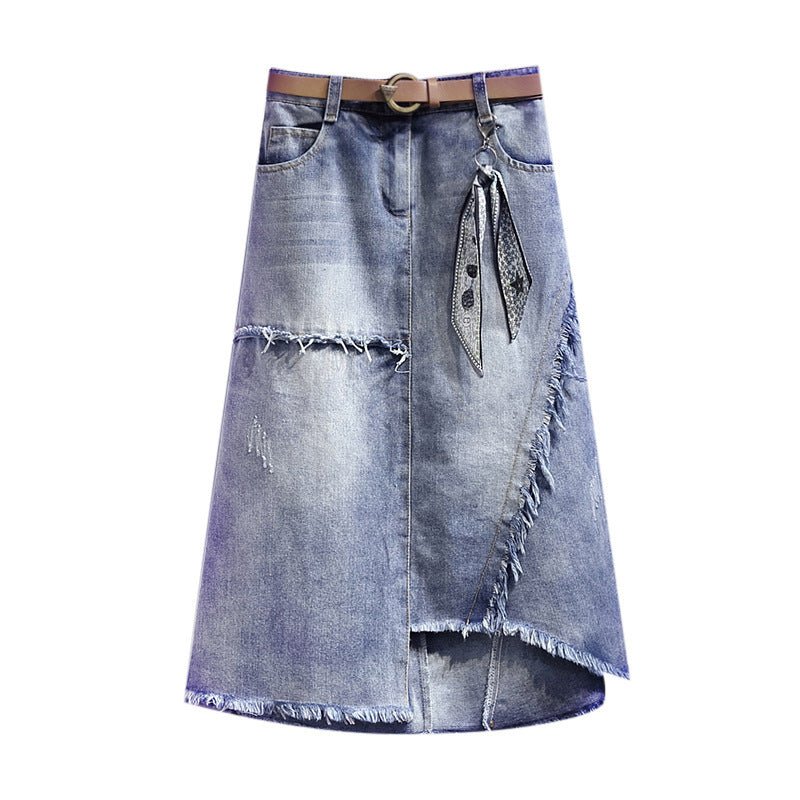 Women's Irregular Slit Denim Skirt - Weriion