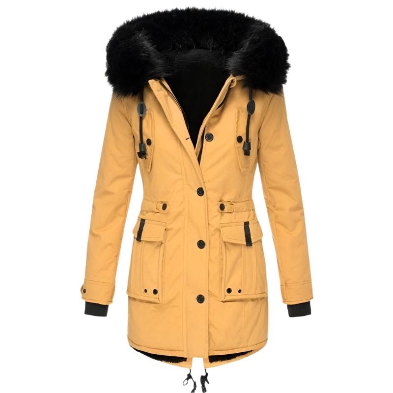 Women's Mid - Length Thick Hooded Drawstring Winter Jacket - Weriion