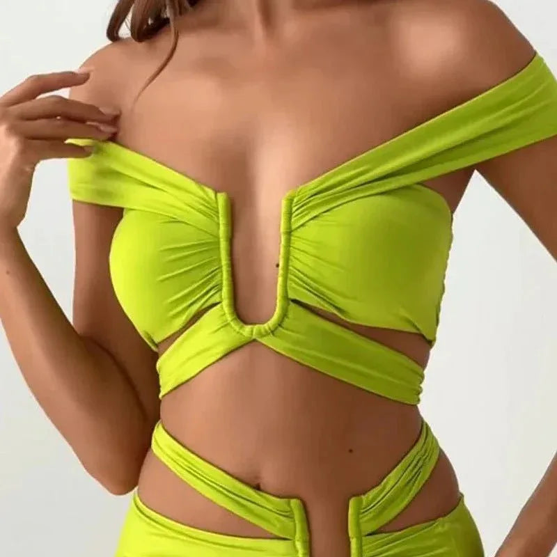 Women's Midriff Outfit Long Skirt Two - Piece Set - Weriion