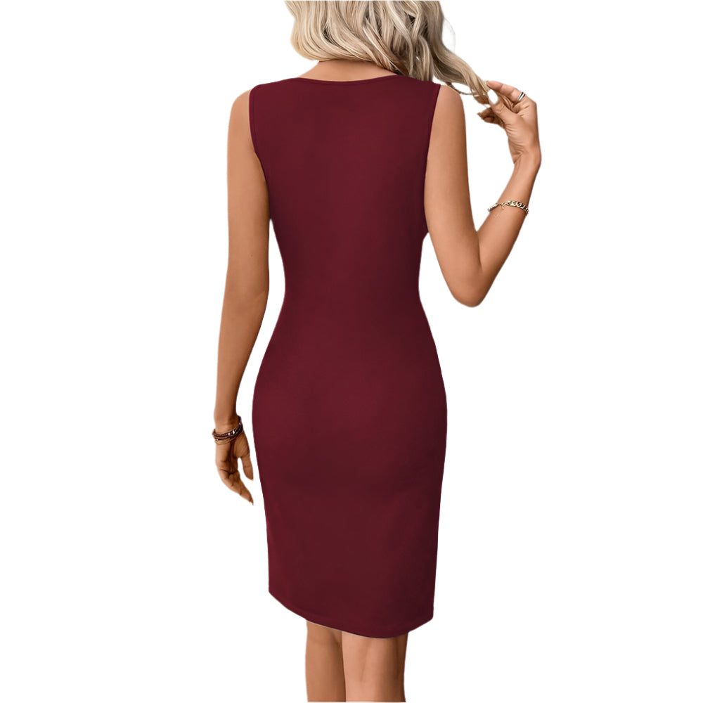 Women's Round Neck Slim - Fit Hollow - Out Sleeveless Dress - Weriion