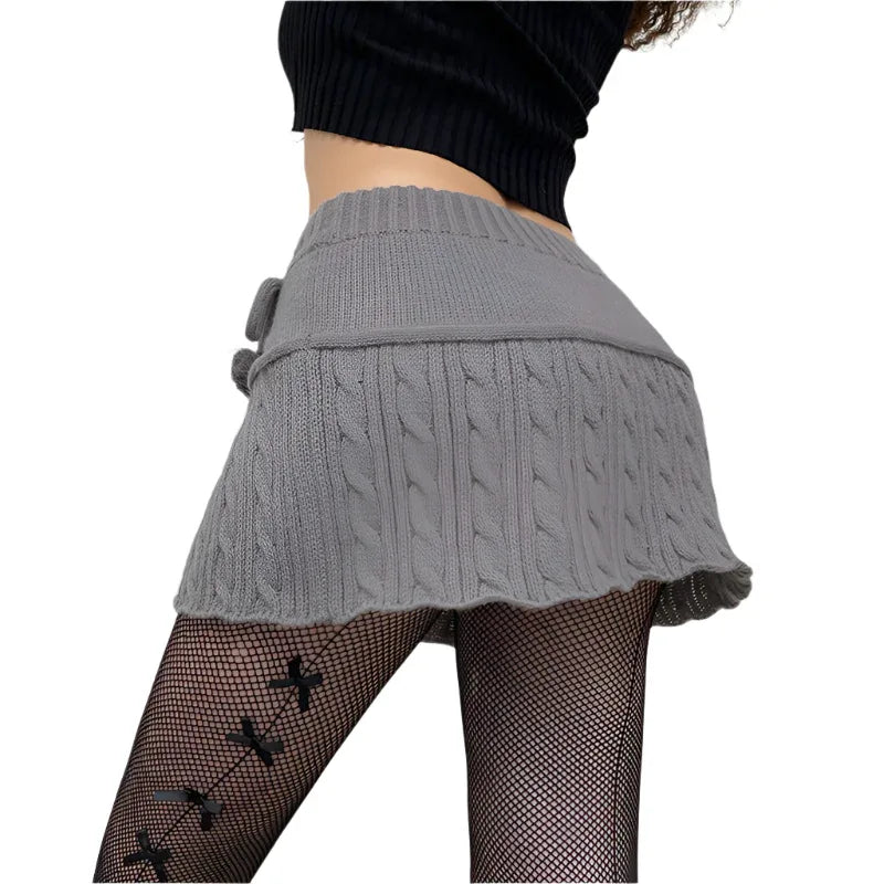 Women's Simple A - line Wool Ball Knitted Skirt - Weriion