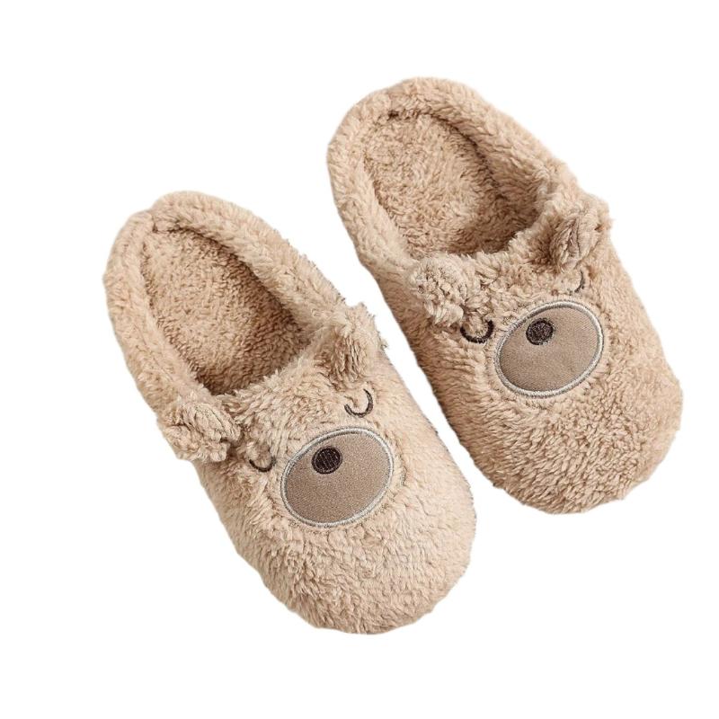 Women's Soft Cute Round Toe Indoor Teddy Bear Slippers - Weriion