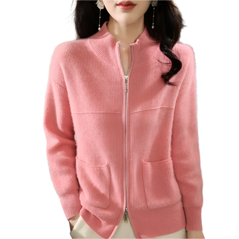 Women's Solid Color Loose Fit Sweater With Pockets - Weriion