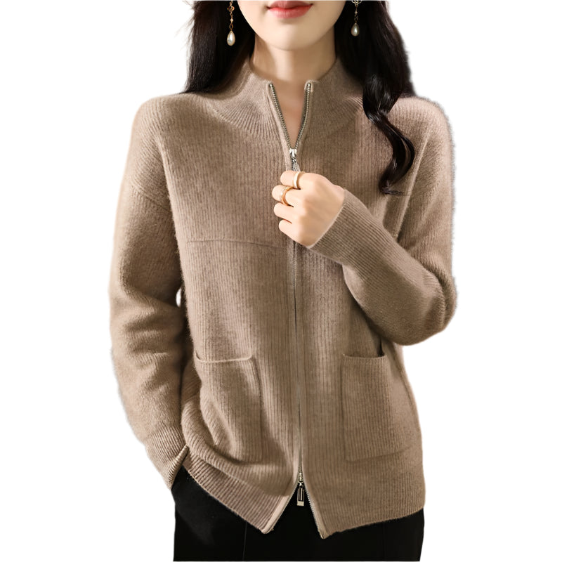 Women's Solid Color Loose Fit Sweater With Pockets - Weriion
