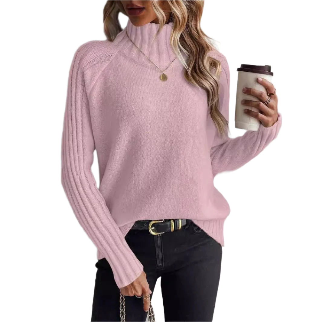 Women's Solid Color Pullover Long Sleeve Turtleneck Sweaters - Weriion