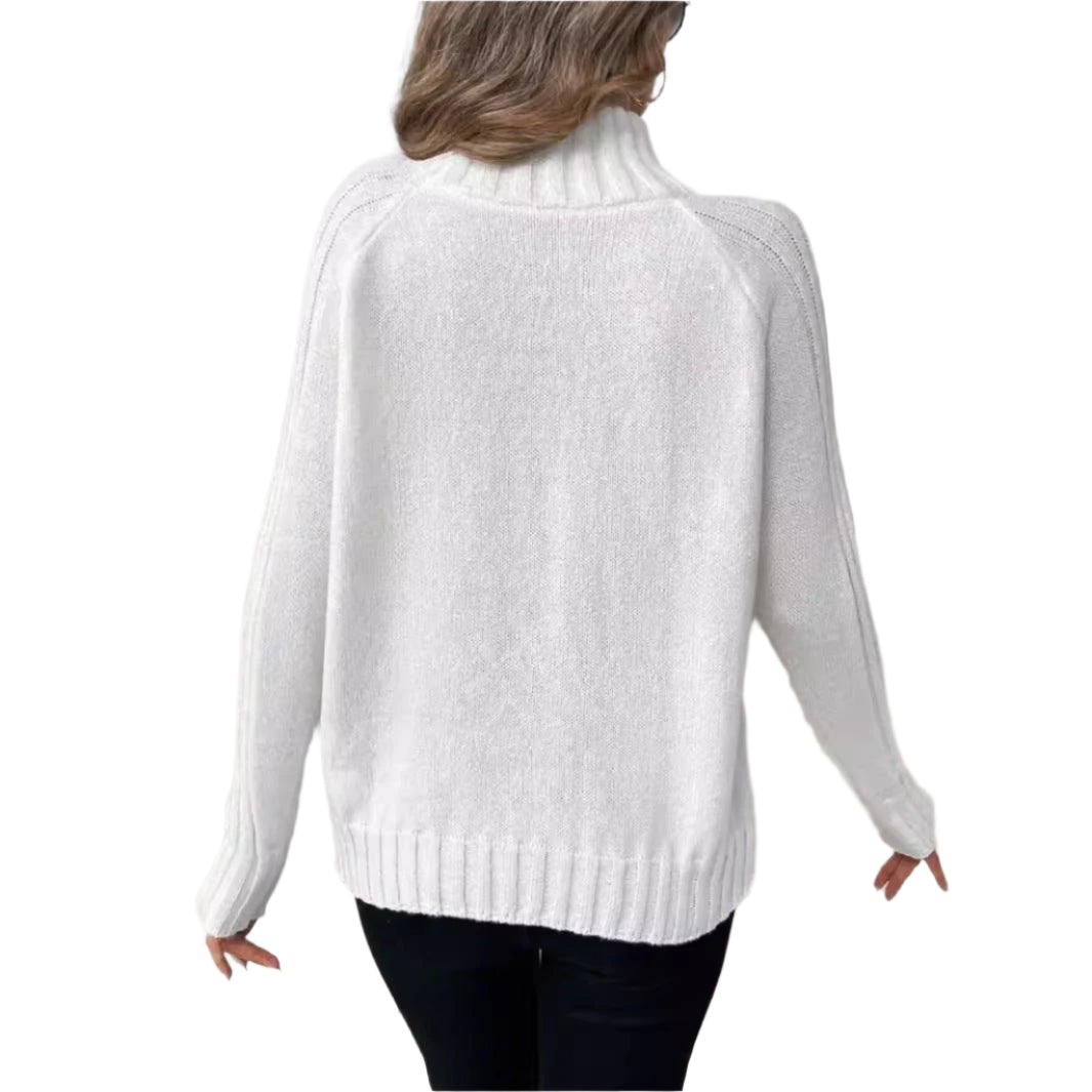 Women's Solid Color Pullover Long Sleeve Turtleneck Sweaters - Weriion