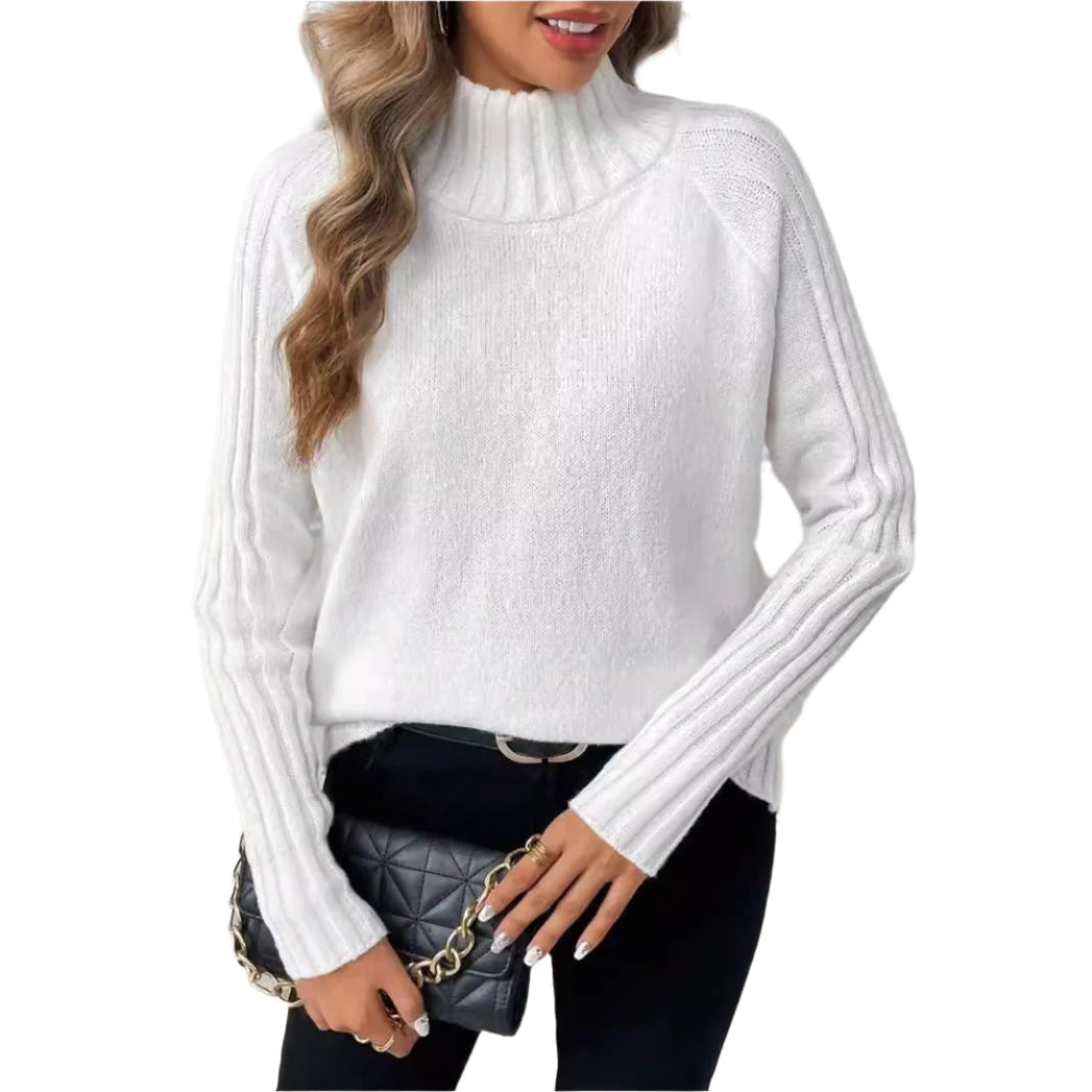 Women's Solid Color Pullover Long Sleeve Turtleneck Sweaters - Weriion
