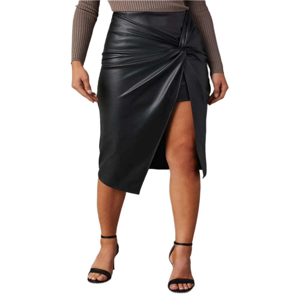 Women's Split Mid - Length Hot Girl Leather Hip Skirt - Weriion