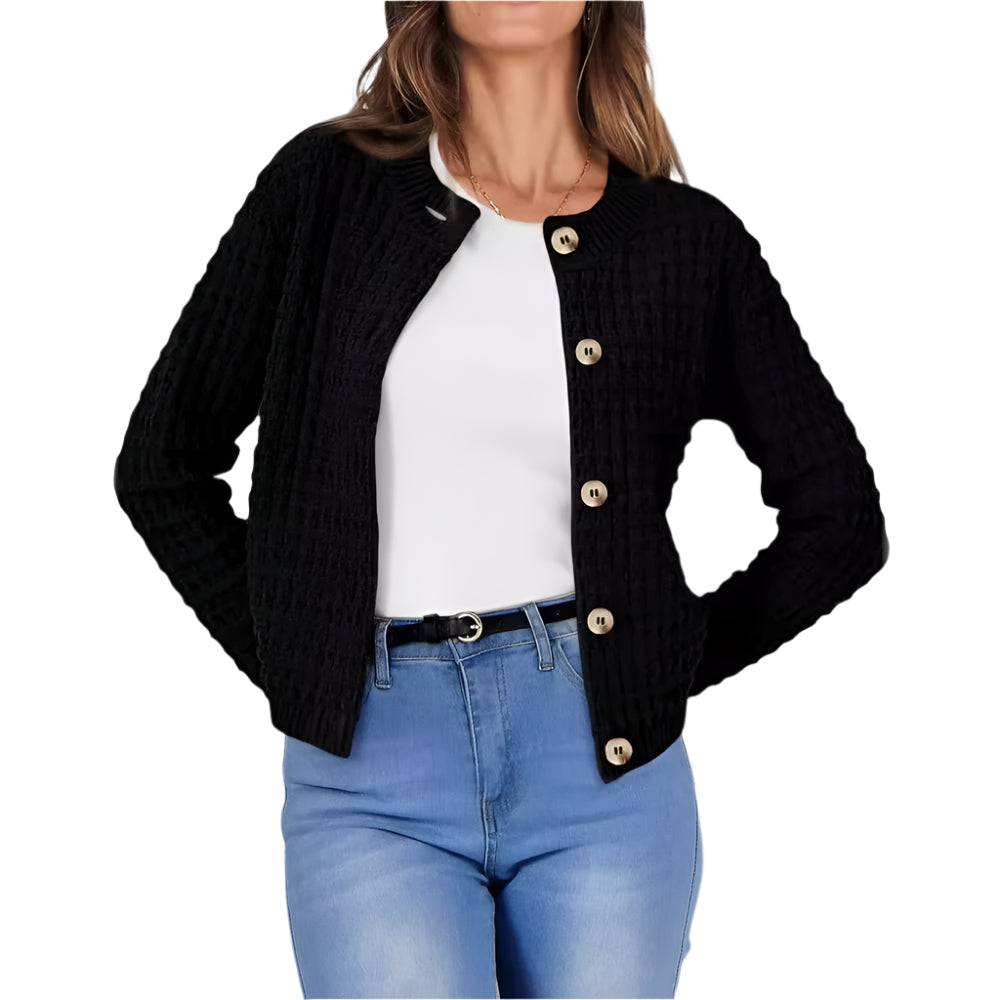 Women's Temperament Crew Neck Knitted Sweater Coat - Weriion