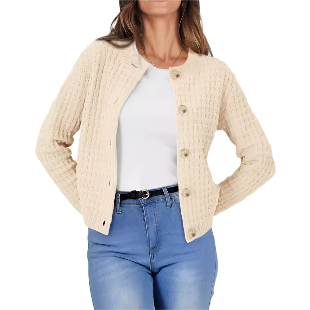 Women's Temperament Crew Neck Knitted Sweater Coat - Weriion