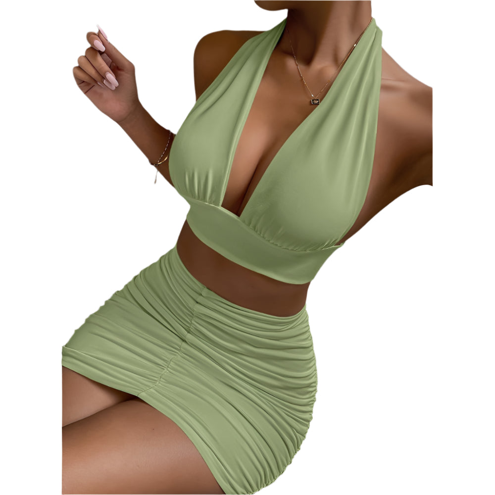 Women's Top & Skirt 2pcs Clothing Set - Weriion