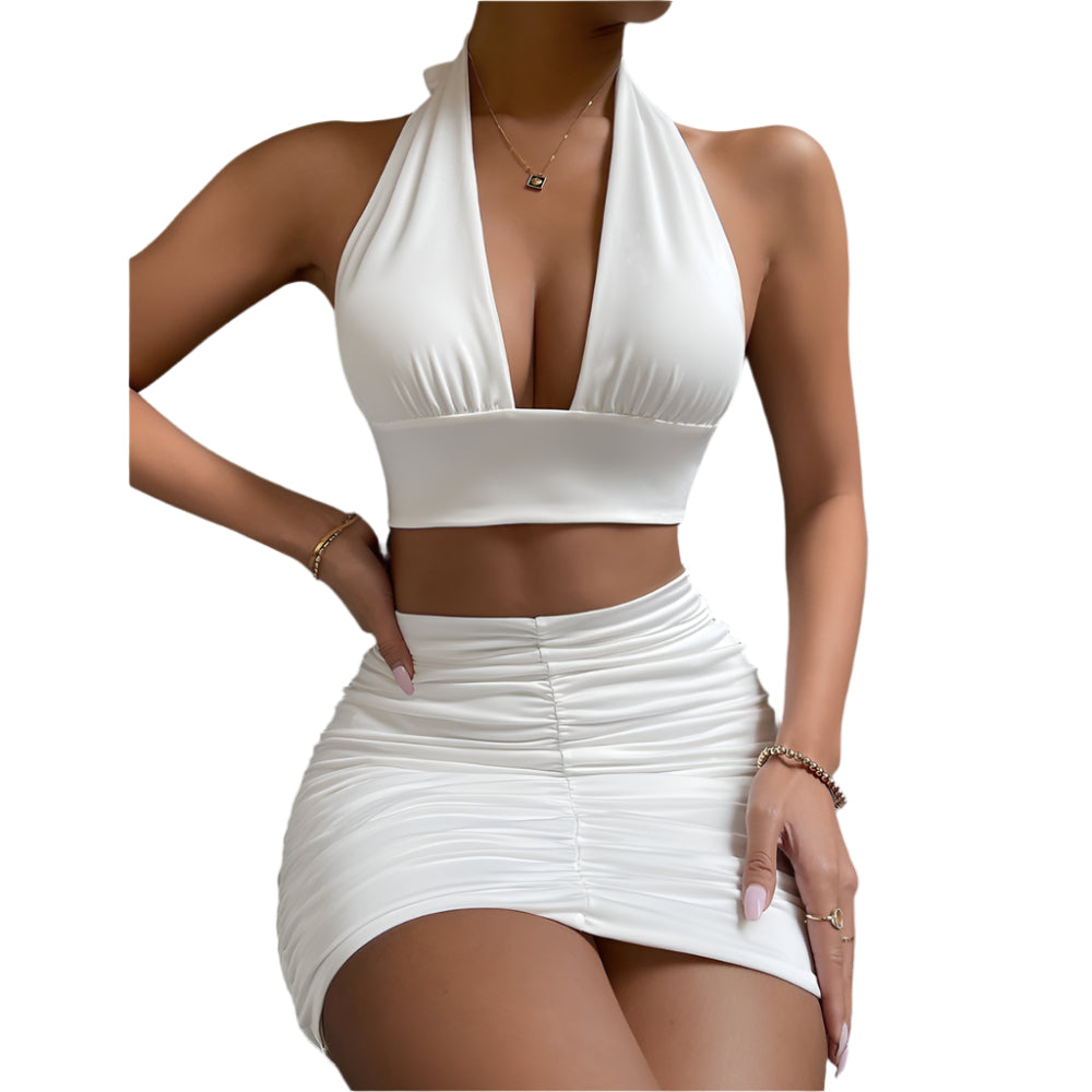 Women's Top & Skirt 2pcs Clothing Set - Weriion