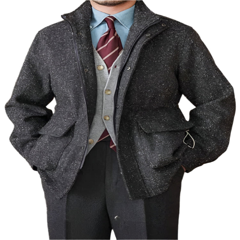 Wool Coat Stand - Up Collar Casual Retro Jacket - Weriion