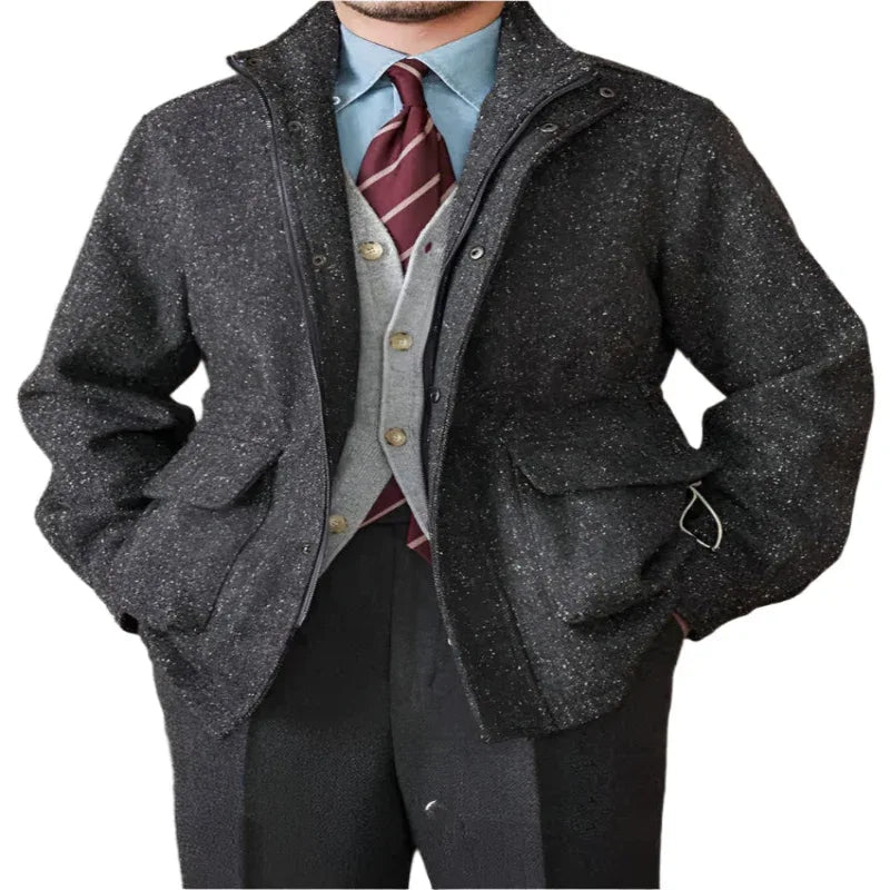 Wool Coat Stand - Up Collar Casual Retro Jacket - Weriion