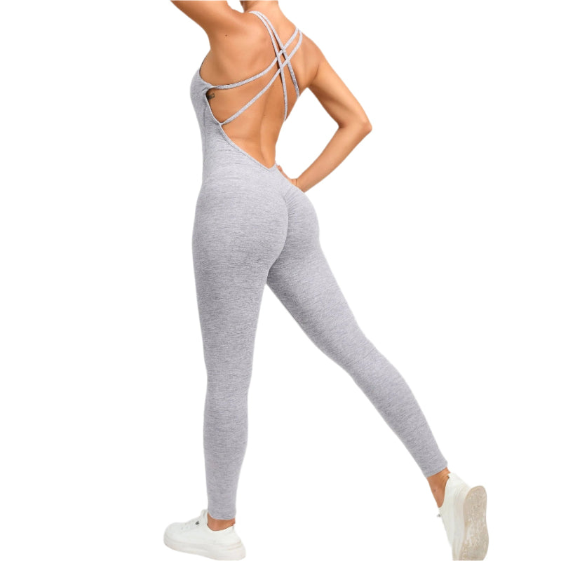 Yoga Jumpsuit With Cross - Strap Back Design Quick - Drying Tight - Fitting Running Sports Fitness Womens Gym Clothing - Weriion