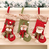 Three-Dimensional Linen Plush Christmas Socks Hanging Decorations
