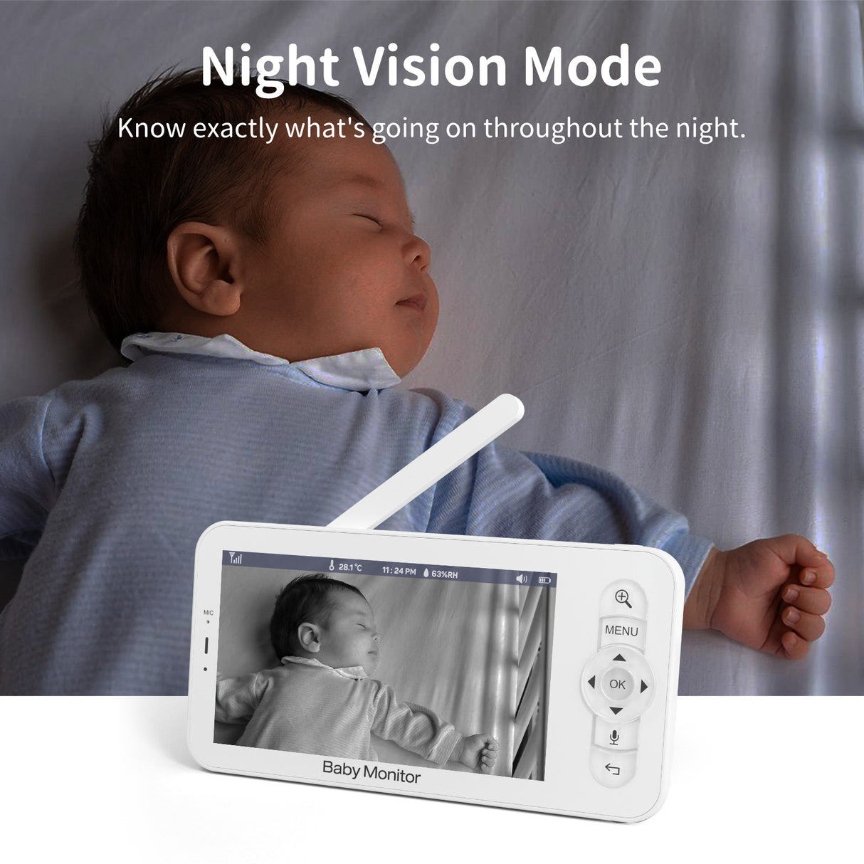 5 Inch Screen 1080P Infrared Night Vision Baby Monitor