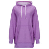 Women's Solid Color Split Shoulder Long Sleeve Hoodie