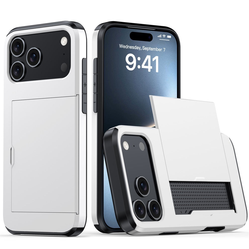 Protective Phone Case With Sliding Cover For Cards