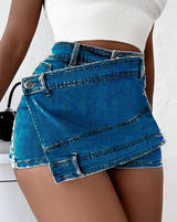 Street Vintage Asymmetrical Denim Fabric Skirts