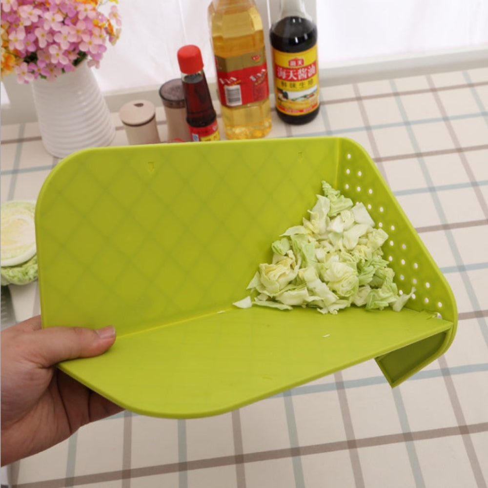 Plastic 2 in 1 Cutting Board and Drainer Foldable Chopping Mat With Hanging Hole and Safety Lock