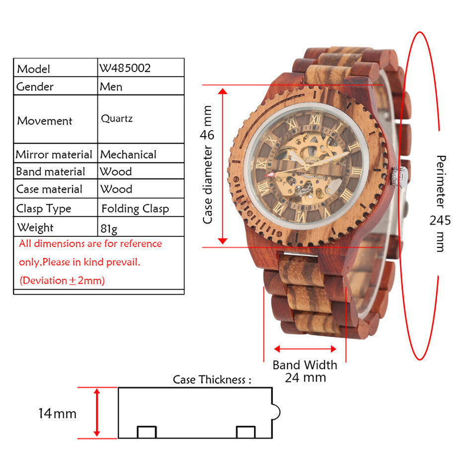 Automatic Mechanical Bamboo Wood Watch For Men