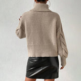 Twist Thread Solid Color Loose Women's Sweater