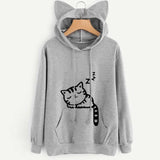 Female Women Casual Hoodies Sweater Long Sleeve Cute Ears Printed Hoodies Tracksuit Outerwear Sweatshirt