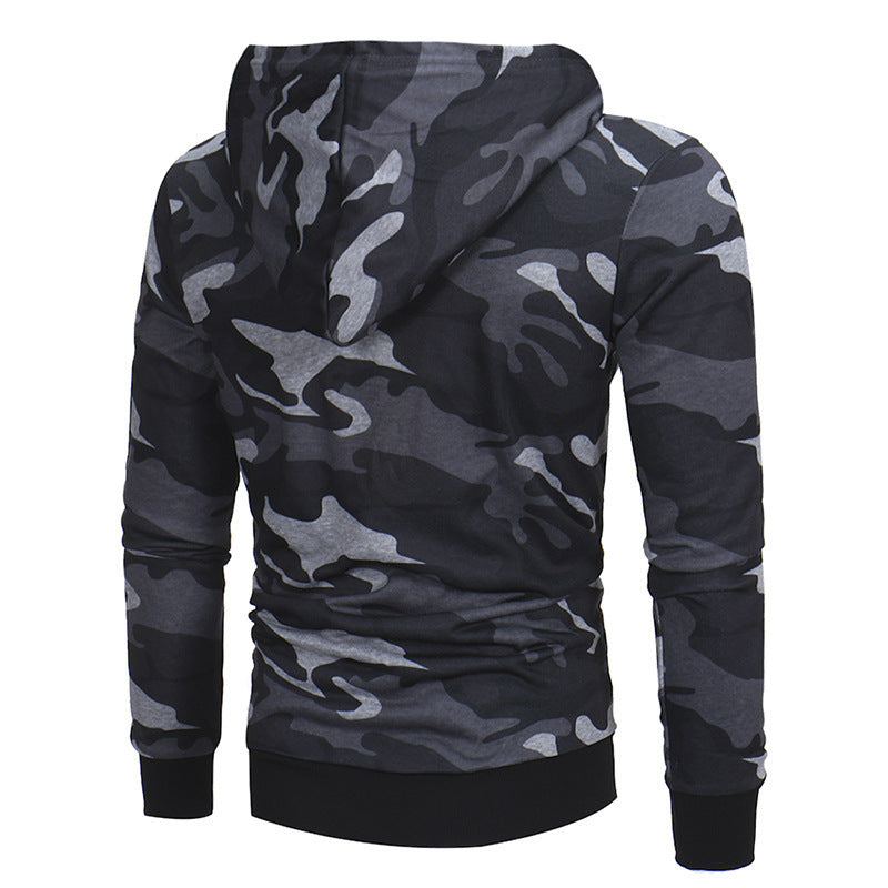 Printed Loose Long Sleeve Camouflage Fleece Hoodie