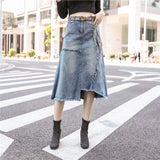 Women's Irregular Slit Denim Skirt