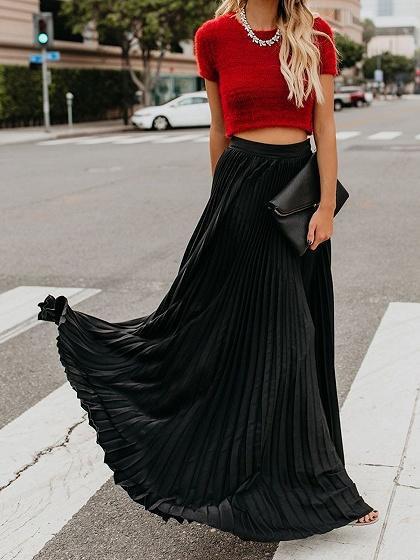 Women's Fashion Casual High Waist Long Skirts