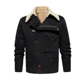 Thickened Work Jacket With Multiple Pockets Autumn & Winter Warm Outerwear For Men