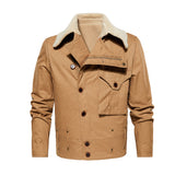 Thickened Work Jacket With Multiple Pockets Autumn & Winter Warm Outerwear For Men