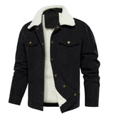 Men's Corduroy Jacket Winter Sherpa Lined Warm Thick Cargo Coat With 5 Pockets