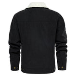 Men's Corduroy Jacket Winter Sherpa Lined Warm Thick Cargo Coat With 5 Pockets