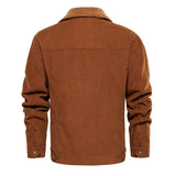 Men's Corduroy Jacket Winter Sherpa Lined Warm Thick Cargo Coat With 5 Pockets