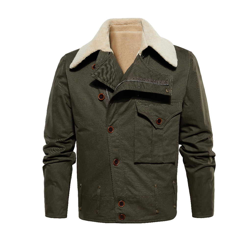 Thickened Work Jacket With Multiple Pockets Autumn & Winter Warm Outerwear For Men