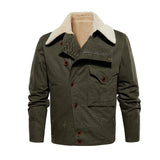 Thickened Work Jacket With Multiple Pockets Autumn & Winter Warm Outerwear For Men